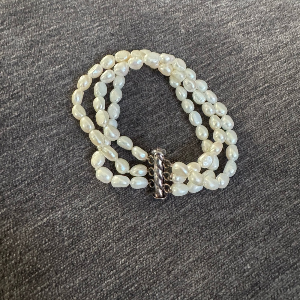 Tiffany & Co. Three-Strand Pearl Bracelet with Sterling Silver Clasp